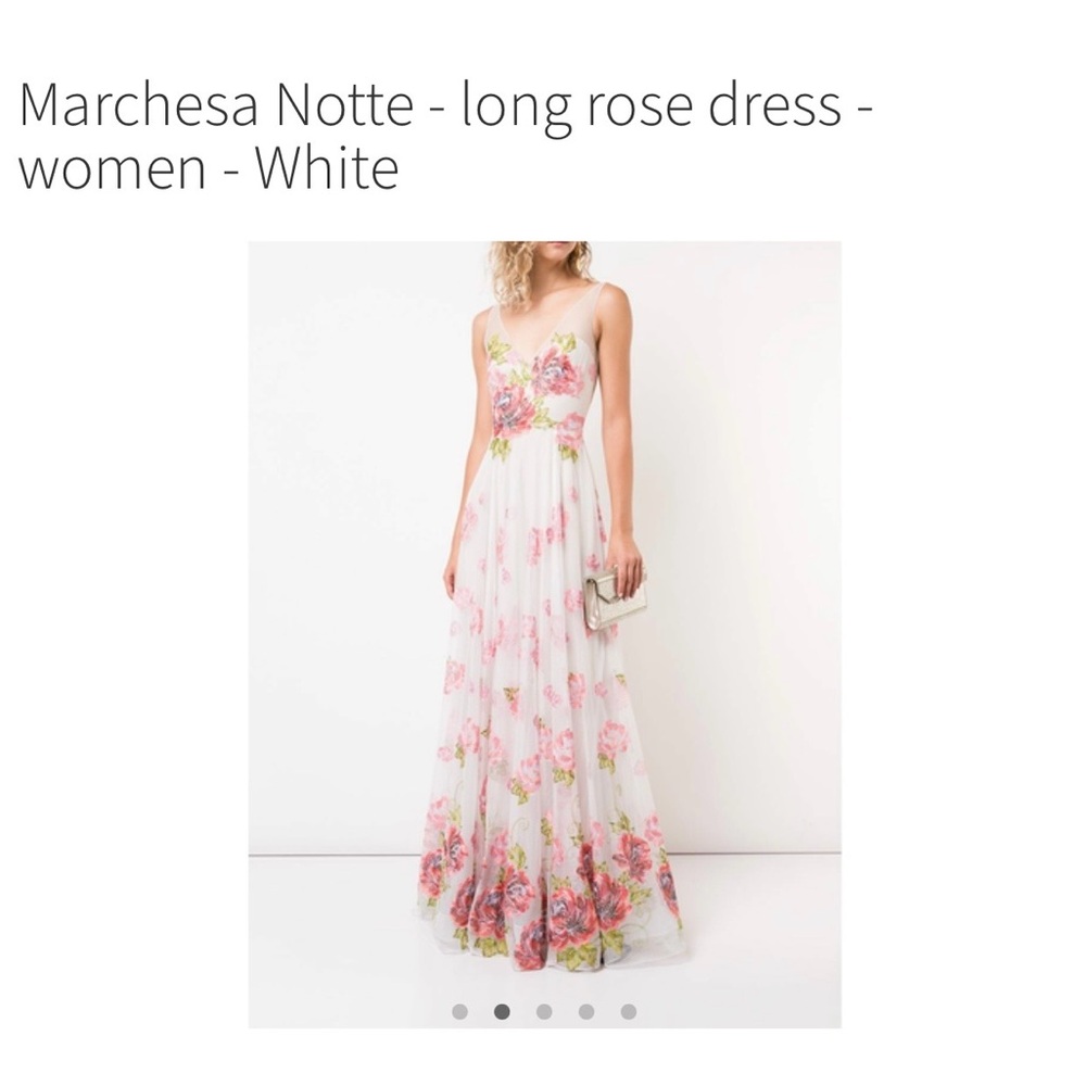 Marchesa Pink and Green Floral Maxi Dress